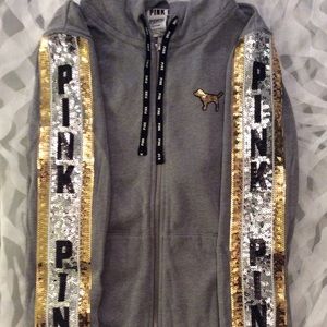 Pink Bling Hoodie With Gold/Silver/Black Sequins